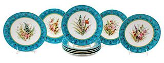 A Set of Nine French Porcelain Dinner Plates Diameter 8 7/8 inches.