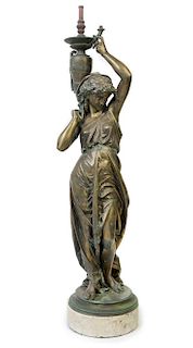 A French Gilt Bronze Figure Height overall 52 1/4 inches.