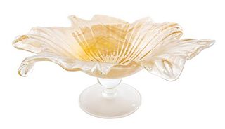 A Venetian Style Glass Center Bowl Height 8 1/2 x width 20 inches.