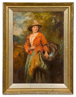 Continental School, (19th Century), Woman with a Basket