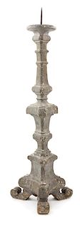 A German Silvered Wood Pricket Stick Height 39 inches.