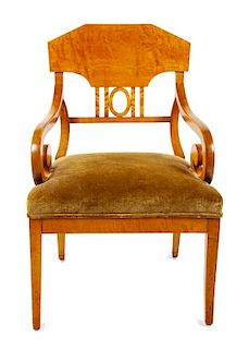 A Swedish Satinwood Armchair Height 36 inches.