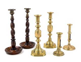 A Group of Six Candlesticks Height of tallest 12 3/4 inches.