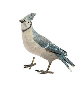 An Austrian Cold Painted Blue Jay Bronze Height 5 1/8 inches.