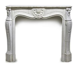 A Louis XV Style Carved Marble Fireplace Surround, Width 49 inches.