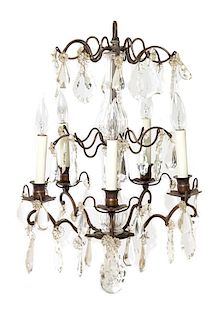 A Cased Glass Five-Light Chandelier Diameter 14 inches.