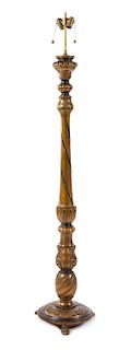 A Continental Painted and Parcel Gilt Floor Lamp Height overall 72 inches.