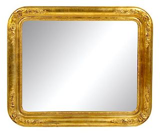 A Victorian Giltwood Mirror Height 36 1/4 x width 43 1/2 inches.