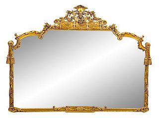 A Victorian Style Giltwood Mirror Height 48 inches x width 65 1/2 inches.