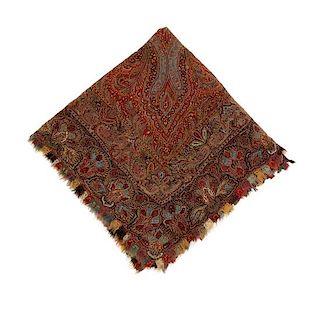 A British or East Indian Paisley Throw 66 x 65 1/2 inches.