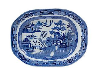 An English Transfer-Decorated Well-and-Tree Platter Width 21 1/2 inches.