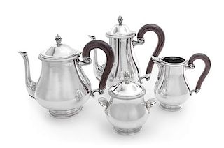 A French Silver-Plate Four-Piece Tea and Coffee Service, Jean Puiforcat, Paris, First Half 20th Century, comprising a teapot, co