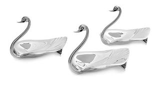 A Set of Three American Silver Nut Dishes, Tiffany & Co., New York, NY, 20th Century, each in the form of a swan.