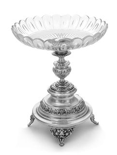 An American Silver-Plate and Cut Glass Centerpiece Bowl, Likely Kennard & Co., Boston, MA, Late 19th/Early 20th Century, the cut