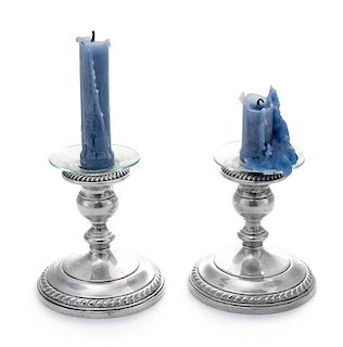 A Pair of American Silver Candlesticks, Gorham Mfg. Co., Providence, RI, the candle cup and base having a gadroon rim and a knop