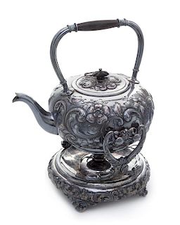 * An American Silver-Plate Teapot, E. G. Webster, New York, NY, 19th Century, with warming stand.