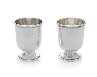 A Pair of American Silver Shot Glasses, Second Half 20th Century, each of footed form.