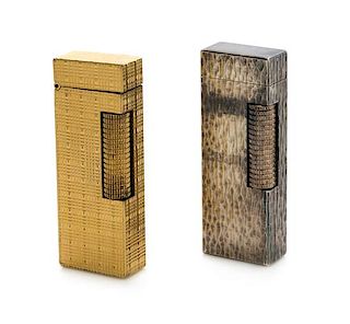 A Pair of Dunhill Lighters Height 2 1/2 inches.