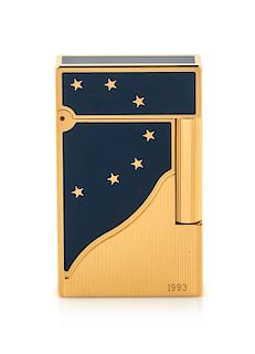An S.T. Dupont Europa: 1993 Limited Edition Line 2 Lacquered Pocket Lighter Height 2 1/2 inches.
