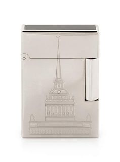 An S.T. Dupont St. Petersburg: Tricentennial Limited Edition Gatsby Palladium and Lacquered Pocket Lighter Height 2 1/2 inches.