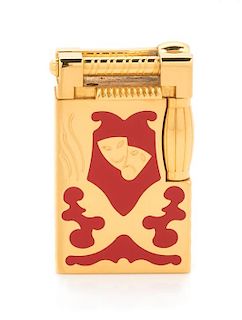 An S.T. Dupont Teatro: Red Limited Edition Gatsby Lacquered Pocket Lighter Height 2 1/4 inches.
