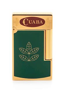 An S.T. Dupont Habanera: Cuaba Limited Edition Line 2 Lacquered Pocket Lighter Height 2 1/2 inches.