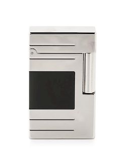 An S.T. Dupont Abstraction(s): Black Limited Edition Line 1 Palladium and Lacquered Pocket Lighter Height 2 1/4 inches.