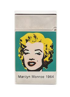 An S.T. Dupont Andy Warhol: Marilyn Monroe, 1964 Limited Edition Line 2 Palladium and Lacquered Pocket Lighter Height 2 1/2 inch