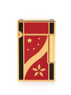 An S.T. Dupont Hong Kong: 1997 Limited Edition Line 2 Enameled Pocket Lighter Height 2 1/2 inches.