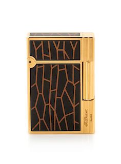 An S.T. Dupont Gatsby Gold-Plated and Lacquered Pocket Lighter Height 2 1/4 inches.