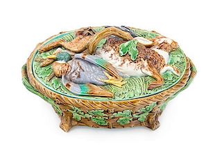 A Minton Majolica Game Tureen Width 13 inches.