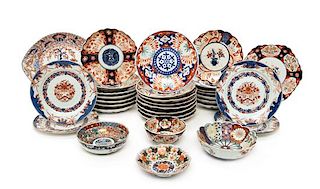 A Collection of Imari Palette Porcelain Articles Width of serving tray 13 1/8 inches.
