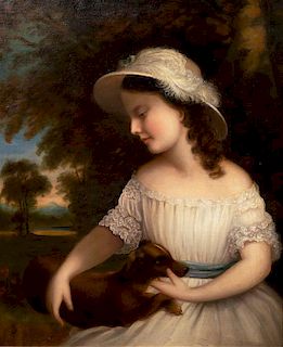 Artist Unknown, (American, 19th Century), Girl with a Dog