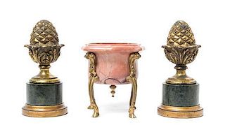 A Louis XV Style Gilt Bronze Mounted Marble Compote, Height of first 4 5/8 inches.