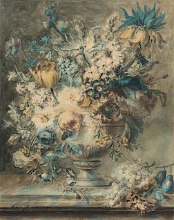Attributed to Cornelis van Spaendonck, (Dutch, 1756-1840), Still Life: Bouquet of Flowers in a Vase on a Ledge