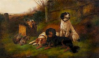 John Gifford, (British, 19th Century), Hunting Dogs at Rest with Game