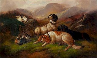 John Gifford, (British, 19th Century), Hunting Dogs in a Highland Landscape