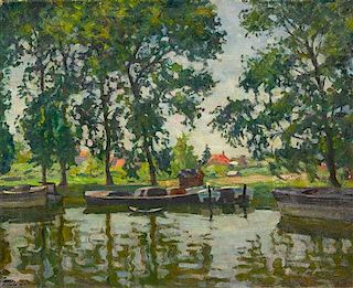 Arnold Borisovich Lakhovsky, (Russian/American, 1880-1937), River Scene
