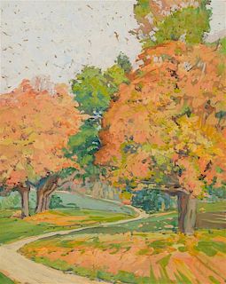 Jane Peterson, (American, 1876-1965), Landscape with Maple Trees