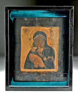 18th C. Russian Icon - Virgin of the Kiss