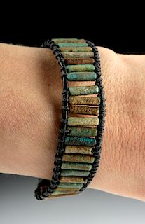 Egyptian Faience Bead Wrap Bracelet