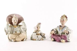 Group of 3 Porcelain Bisque Figural Nodders