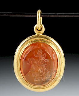 Roman Carnelian Intaglio 22K Gold Pendant ex-Christie's