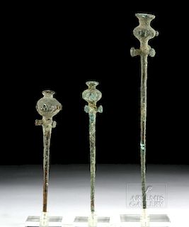 Lot of 3 Luristan Bronze Poppy Pins