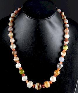 Bactrian Stone & 13K Gold Bead Necklace, ex-Christie's