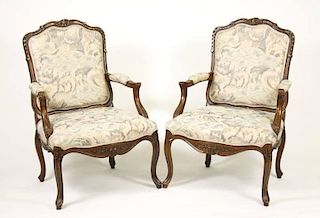 Pair of French Louis XV Style Fauteuils