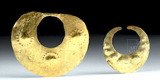 Two Moche Gold Nose Rings - High Karat Solid Gold