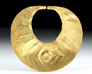 Beautiful Decorated Moche 19K Gold Nose Ring
