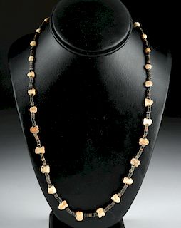 Delightful Pre-Columbian Stone Necklace w/ Frogs