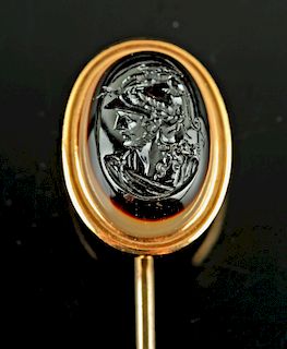 19th C. Tiffany & Co. 24K Gold Pin & Intaglio, 7.8 g